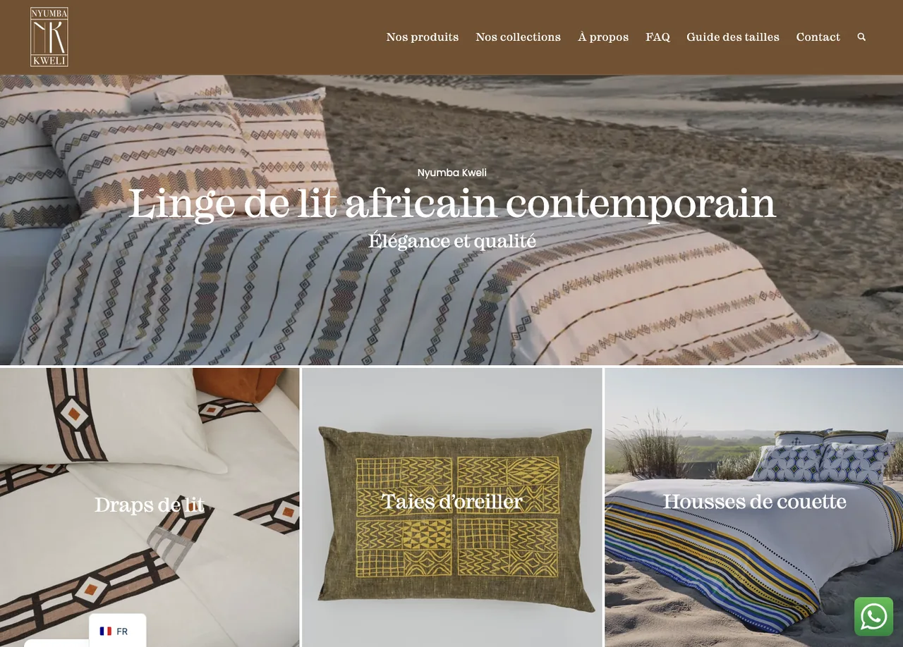 Page d'accueil de la boutique en ligne Nyumba Kweli
