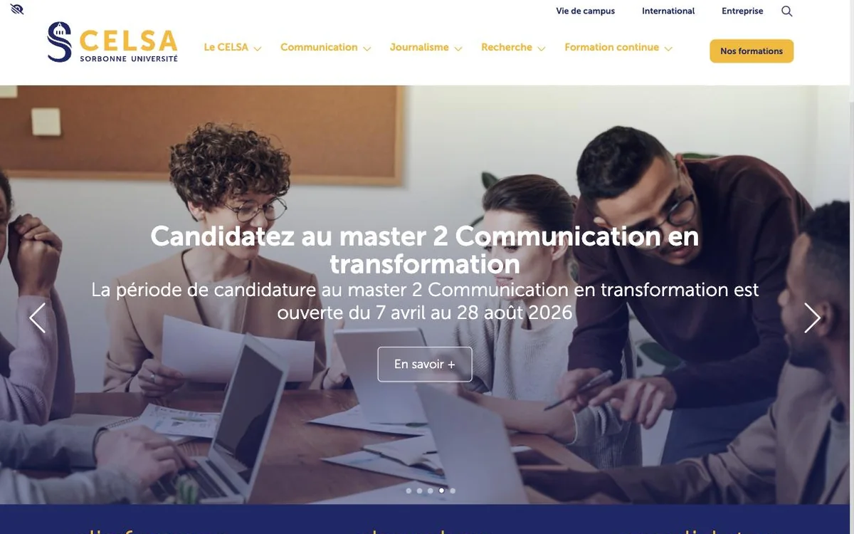Aperçu du site du CELSA, Sorbonne Université