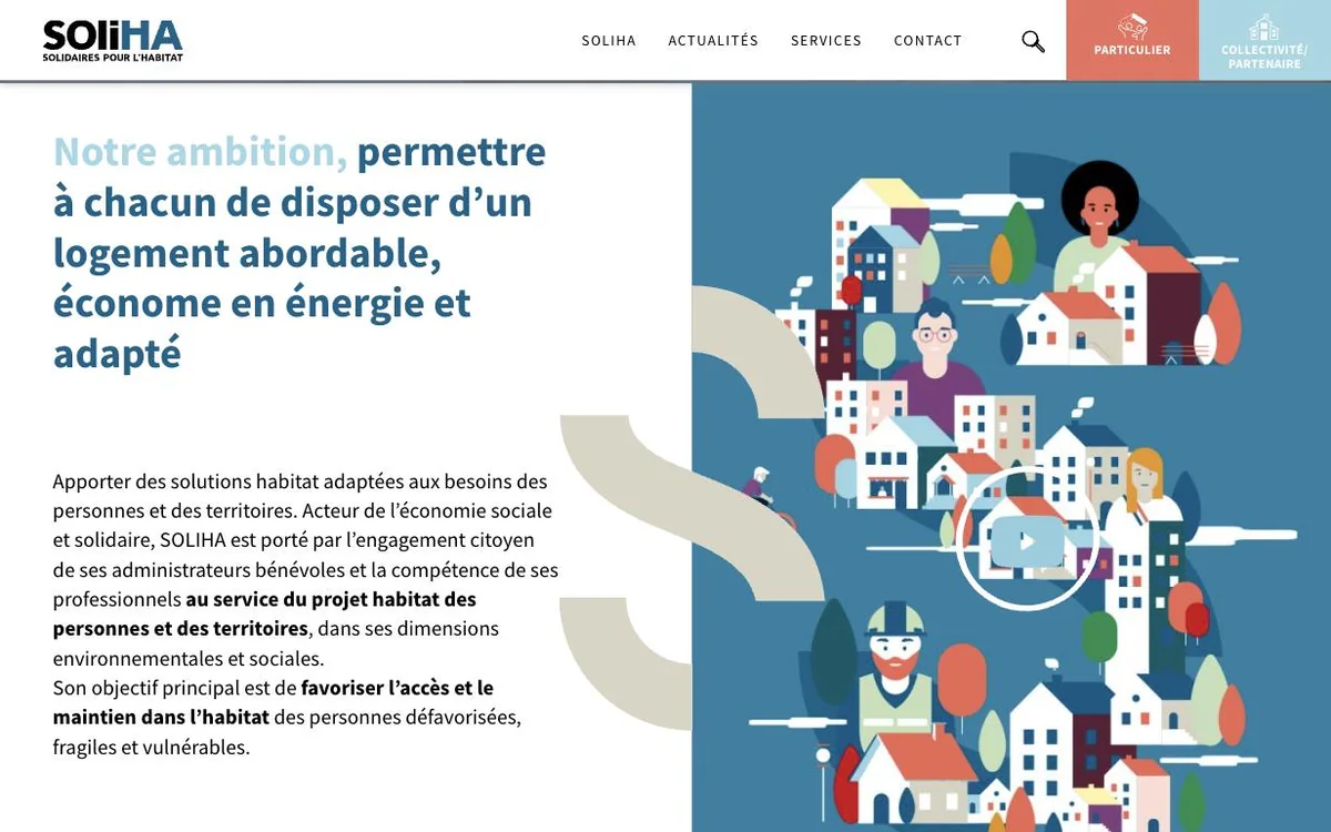 Aperçu du site de SOLIHA, Solidaires pour l’habitat