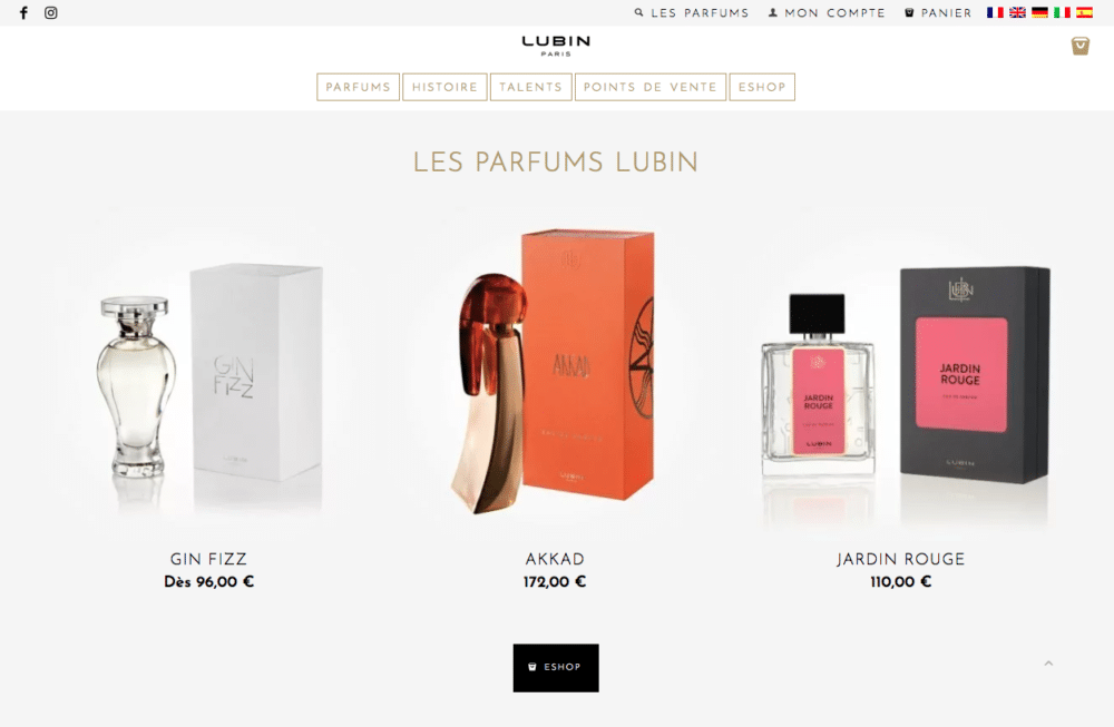 Découvrez la sélection de parfums Lubin Paris, où l'art du design français transparaît dans des fragrances comme Gin Fizz, Akkad et Jardin Rouge, toutes disponibles à des prix en euros. Limbus Studio