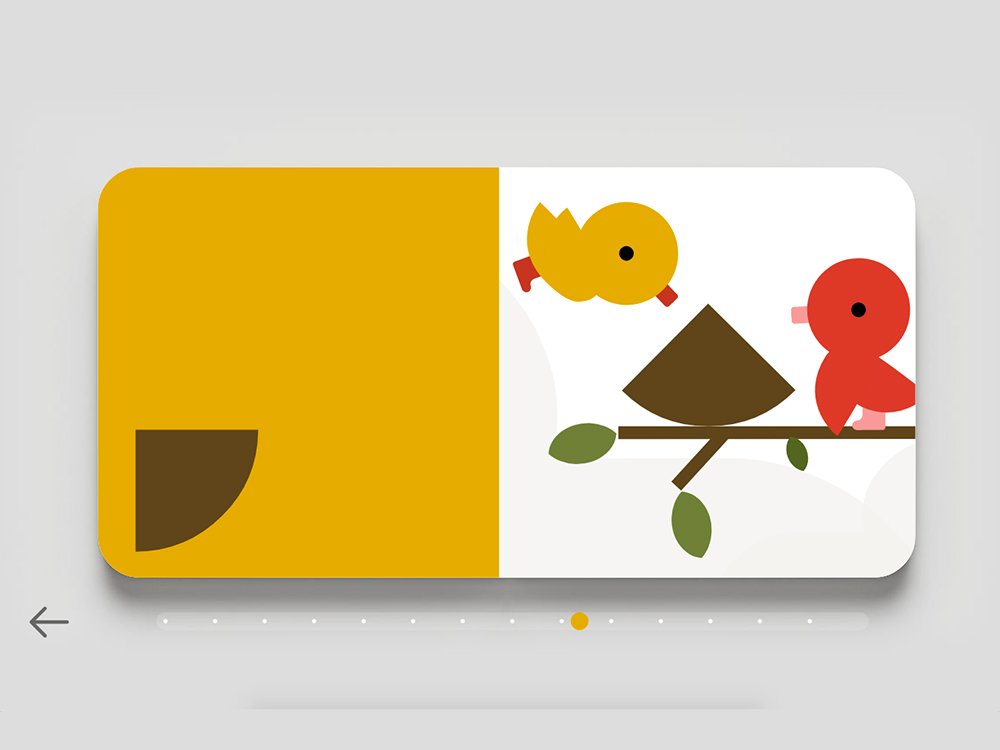 Art abstrait avec deux oiseaux, un jaune et un rouge, perchés sur des formes géométriques ressemblant à des branches, réalisé par un studio visionnaire. Limbus Studio