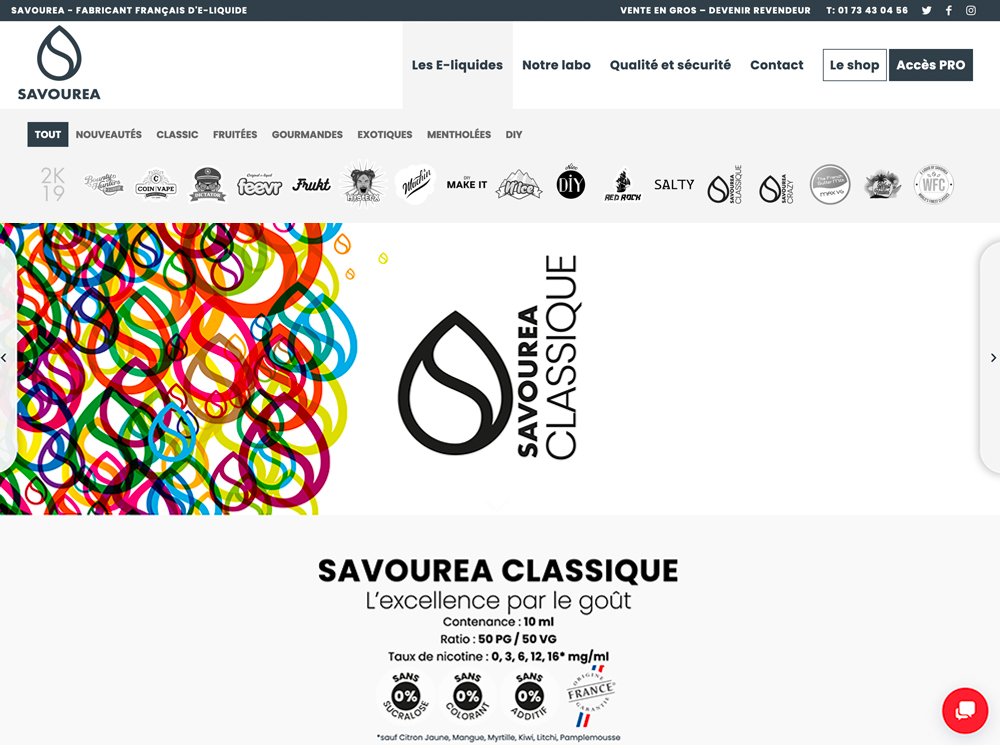 Découvrez le site Savourea Classique, conçu avec une touche d'art, où les produits e-liquides prennent vie grâce à des designs et des logos abstraits colorés. Ce studio WordPress dynamique met en valeur la créativité et l'élégance dans chaque détail. Limbus Studio