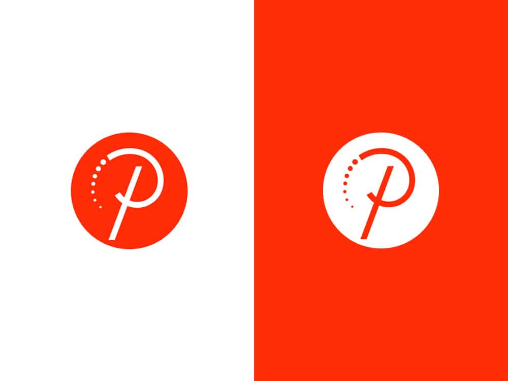 Cercle rouge avec un « P » blanc et des points sur un fond divisé : blanc à gauche, rouge à droite. Ce design reflète le mélange harmonieux de la créativité du studio et de l'innovation pilotée par WordPress. Limbus Studio