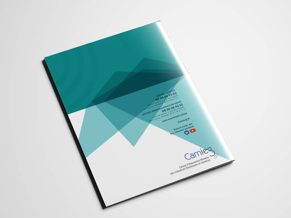 Une couverture de livre minimaliste aux formes abstraites bleu sarcelle conçue par un studio de design talentueux, ornée du texte « Camieg. Limbus Studio