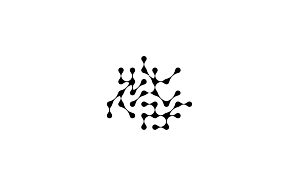 Motif abstrait noir et blanc avec des nœuds interconnectés sur fond blanc évoque le style complexe de la Cie Moakosso. Limbus Studio