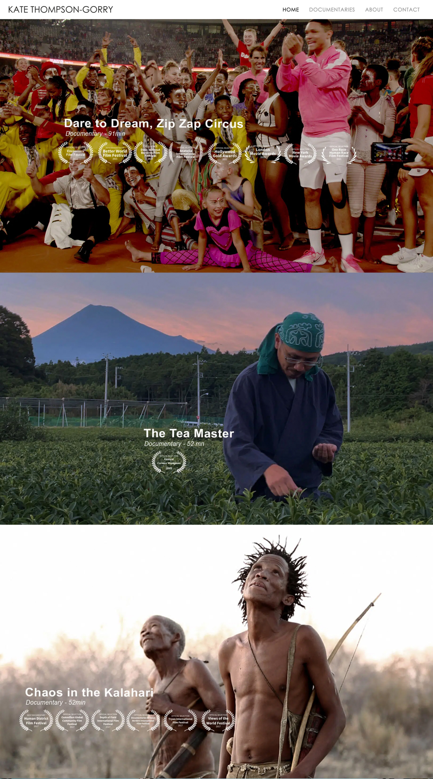 Collage de scènes documentaires : des artistes de cirque, un producteur de thé et des peuples indigènes du Kalahari, capturant des moments vivants à travers l'objectif de katethompsongorry. Limbus Studio