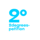 Le "2°" bleu avec le texte "2degrees-petition" en dessous sur un fond blanc, soulignant le soutien de la Fondation Grameen et du Crédit Agricole. Limbus Studio