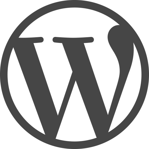 Logo WordPress : un "W" noir stylisé à l'intérieur d'un cercle sur un fond gris clair, couramment utilisé par toute agence spécialisée dans la conception de WordPress. Limbus Studio