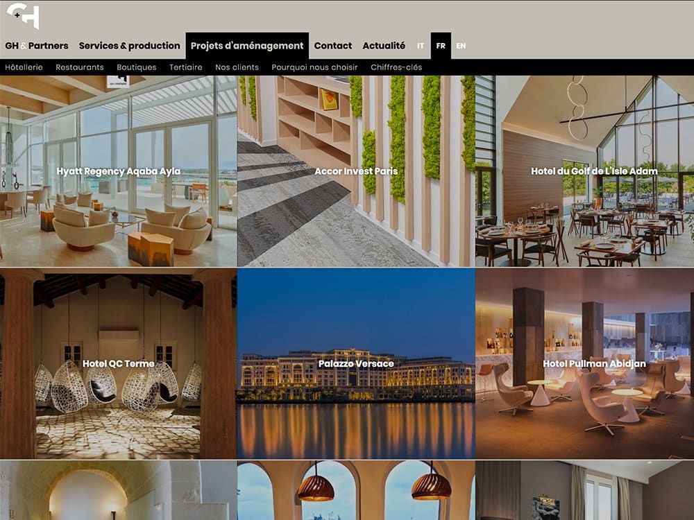 Découvrez notre site Web présentant les impressionnants projets hôteliers et architecturaux d'un studio, présentant divers designs intérieurs et extérieurs. Limbus Studio