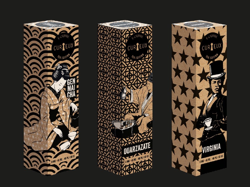 Trois boîtes à thé stylisées aux motifs artistiques et différents sur fond noir évoquent la créativité trouvée dans la conception Web moderne, transformant chaque boîte en un chef-d'œuvre qui inspire comme un thème WordPress bien conçu. Limbus Studio