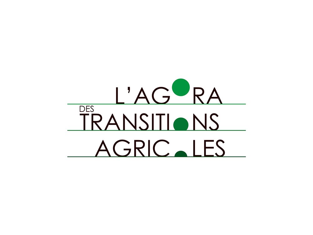 Logo texte : « L'Agora des Transitions Agricoles » en vert et noir, avec des points comme graphisme, présentant un design unique qui capture l'essence de la transformation agricole. Limbus Studio
