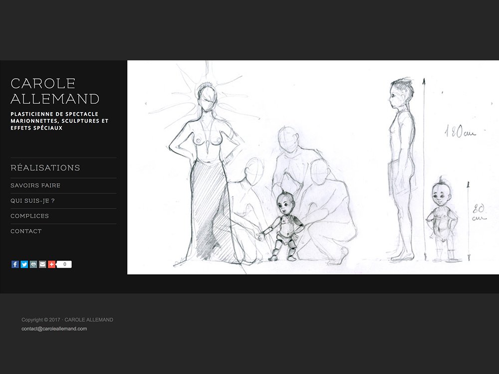 Croquis d'une famille de mannequins avec mesures ; une barre latérale de site Web WordPress se trouve sur la gauche, présentant diverses options pour une création et une conception transparentes. Limbus Studio