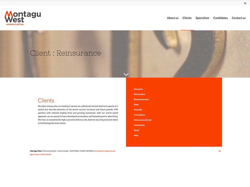 Découvrez le site « Montagu West Human Capital », conçu de manière experte avec une conception Web dynamique pour mettre en valeur nos services de réassurance. Découvrez une intégration transparente de la marque et des fonctionnalités qui nous distingue dans le secteur. Limbus Studio