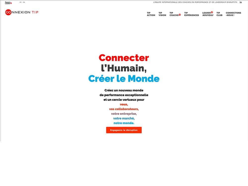 Page d'accueil du site Web avec le texte « Connecter l'Humain, Créer le Monde » aux couleurs vives, mettant en valeur l'esprit d'innovation et la passion pour la création de notre studio. Limbus Studio