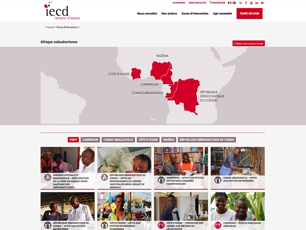 Découvrez notre conception Web réalisée par des experts, présentant une carte détaillée de l'Afrique subsaharienne. Avec des pays mis en valeur et des images de projets éclatantes ci-dessous, cette création reflète le talent artistique d'une agence premium dédiée à la narration visuelle. Limbus Studio